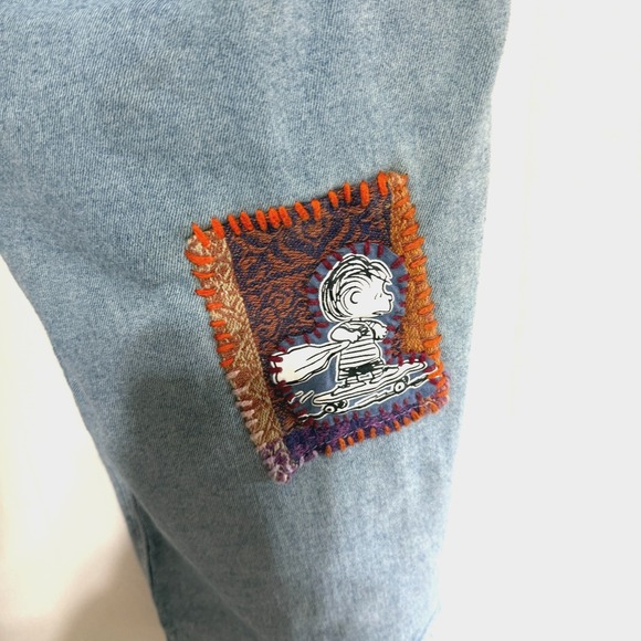 Upcycled Plus Jeans Sz 20 Ankle Length Vervet Patchwork Snoopy Boho Distressed - Picture 7 of 12